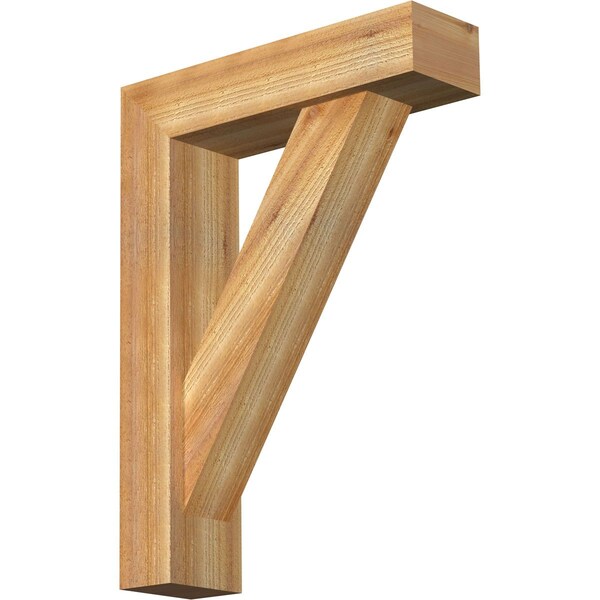 Ekena Millwork Traditional Block Rough Sawn Bracket w/ Offset Brace, Western Red Cedar, 6"W x 22"D x 30"H BKT0604X22X30TRA05RWR - main